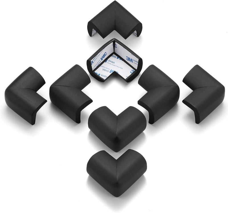 AIXMEET 8 Pack Soft Sponge Table Corners, Corner Protector Baby, Baby Proofing Corner Guards, Pre-Taped Furniture Corner Protectors, Child Safety Furniture Bumper, Corner Protectors for furniturey, Black - Image 3